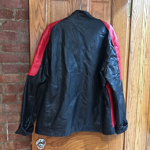 3XL Faux Fur Lined Faux Leather Racing Jacket - Picture 4 of 4